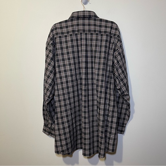 NWT Vieylla Men Navy plaid wool cotton blend long sleeve button down shirt in 3X - Picture 8 of 9